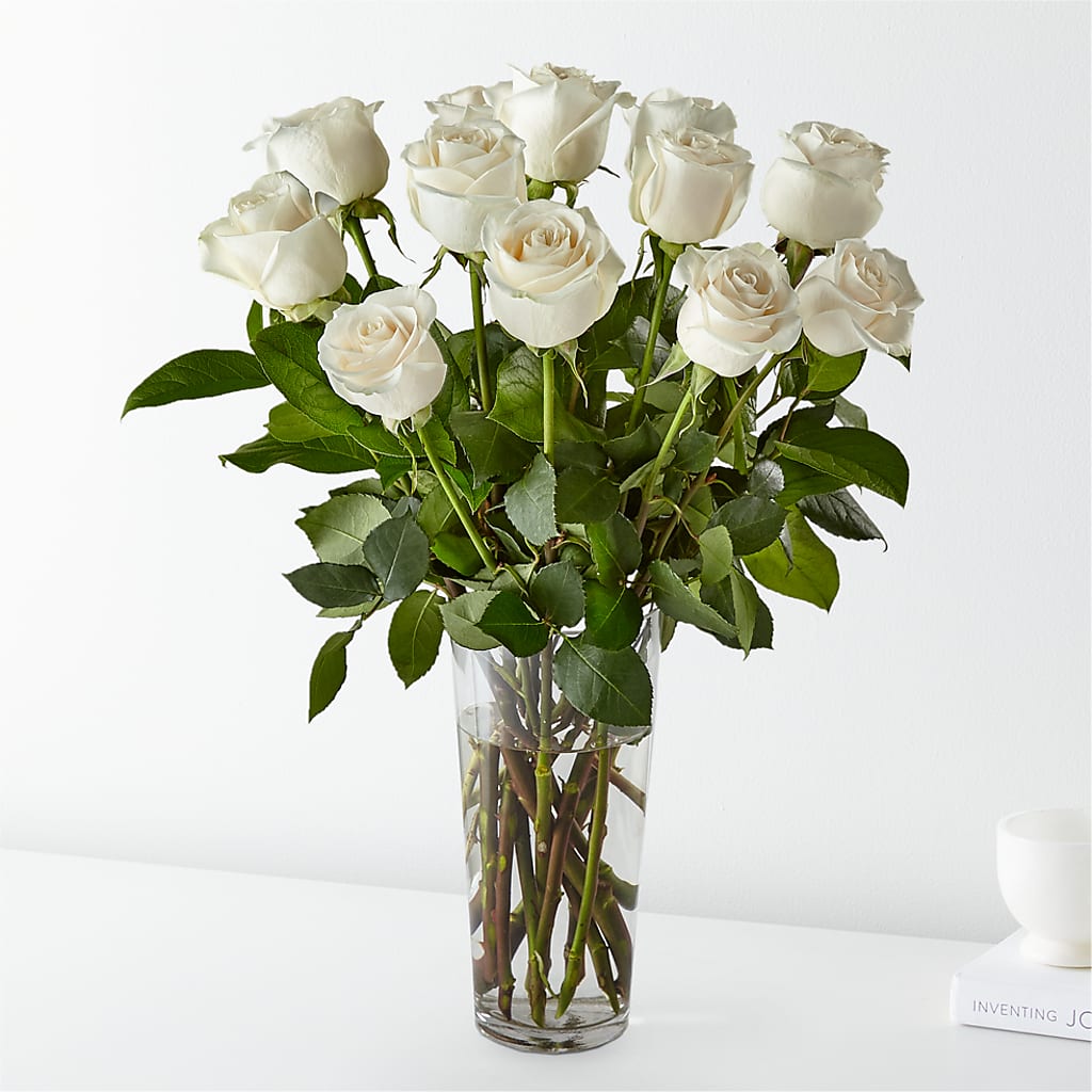 Long Stem White Rose Bouquet – Floral Art Designs, Arlington MA
