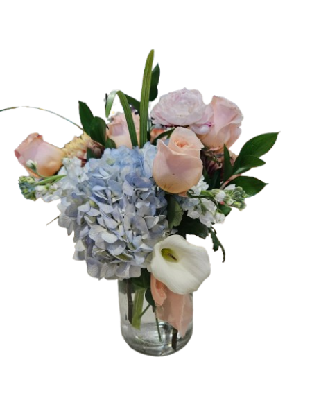 Blush & Blue Elegance – Floral Art Designs, Arlington MA