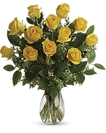 Dozen Yellow Roses Arranged – Floral Art Designs, Arlington MA