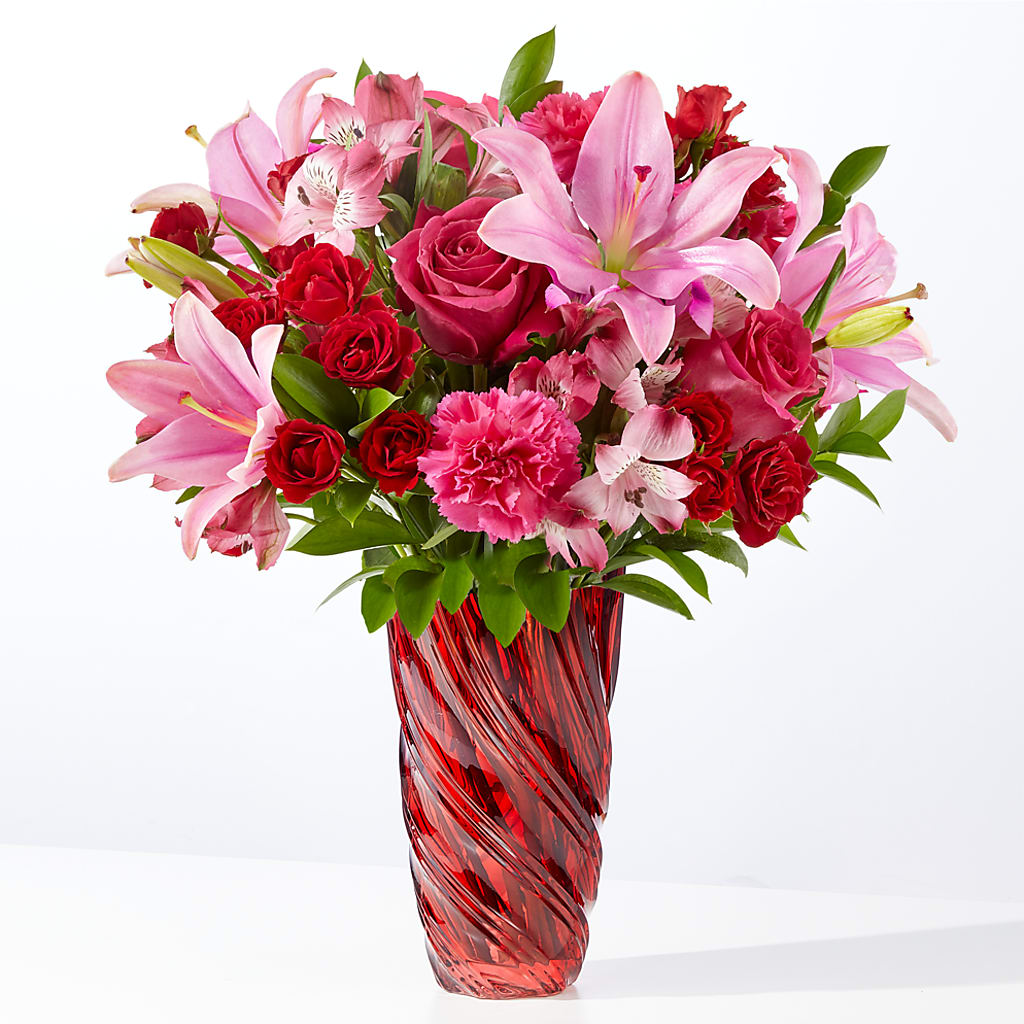 In Love Bouquet with Luxe Swirl Vase – Floral Art Designs, Arlington MA