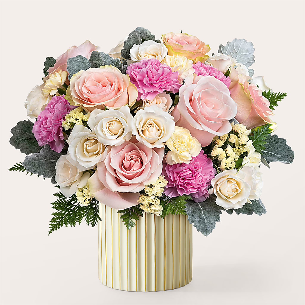 Blissful Moments Bouquet with Ivory Vase – Floral Art Designs, Arlington MA