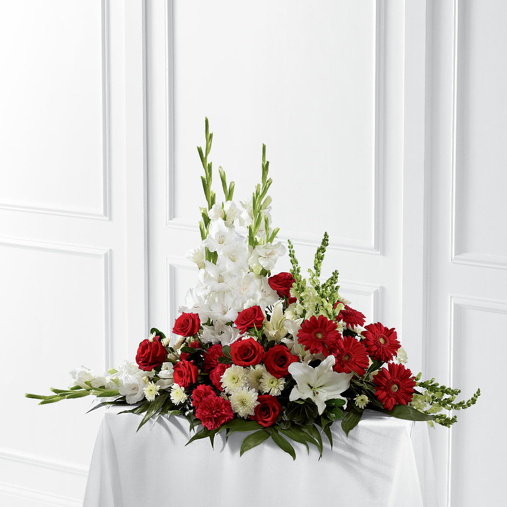 Crimson & White Arrangement – Floral Art Designs, Arlington MA