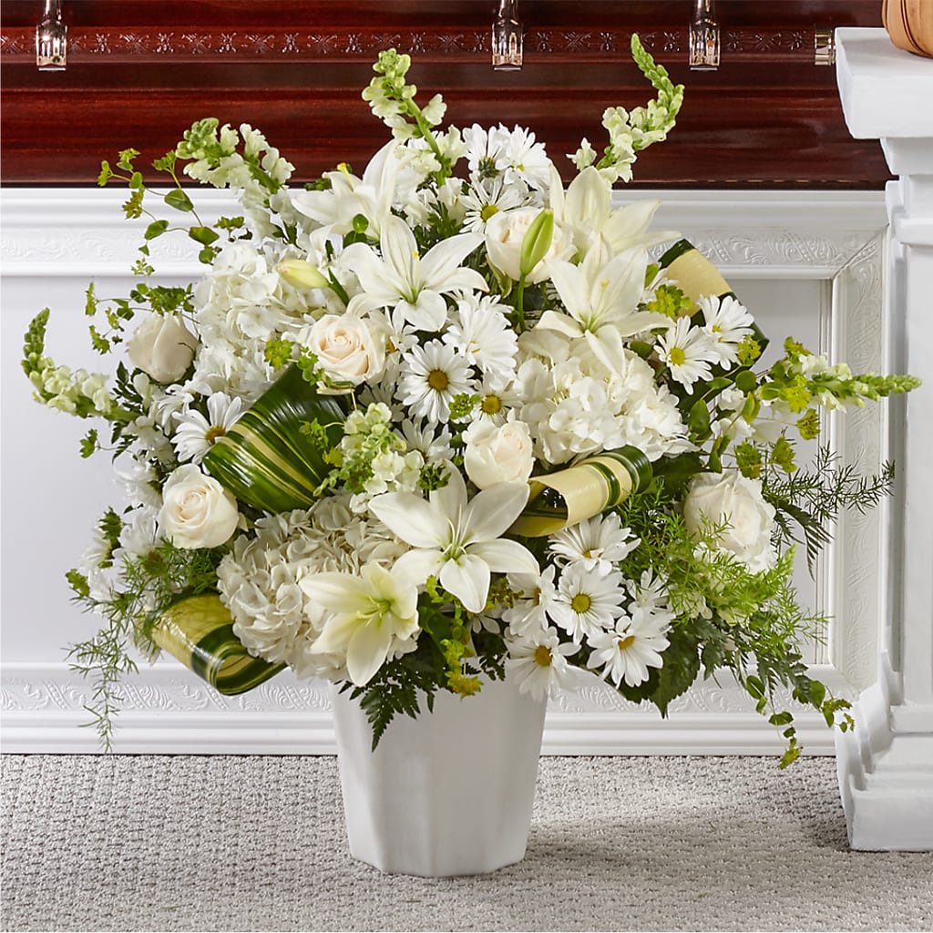 Thoughts of Tranquility Floor Basket – Floral Art Designs, Arlington MA