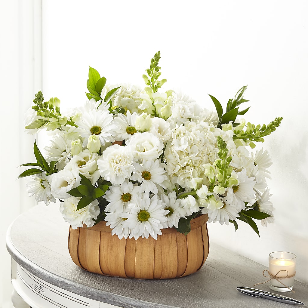 Pure Ivory Basket – Floral Art Designs, Arlington MA