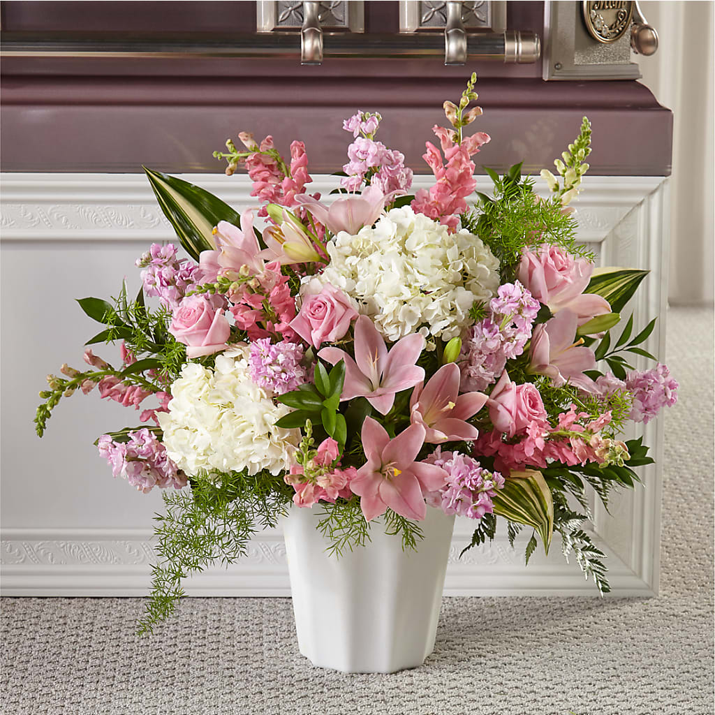 Simply Serene Floor Basket – Floral Art Designs, Arlington MA
