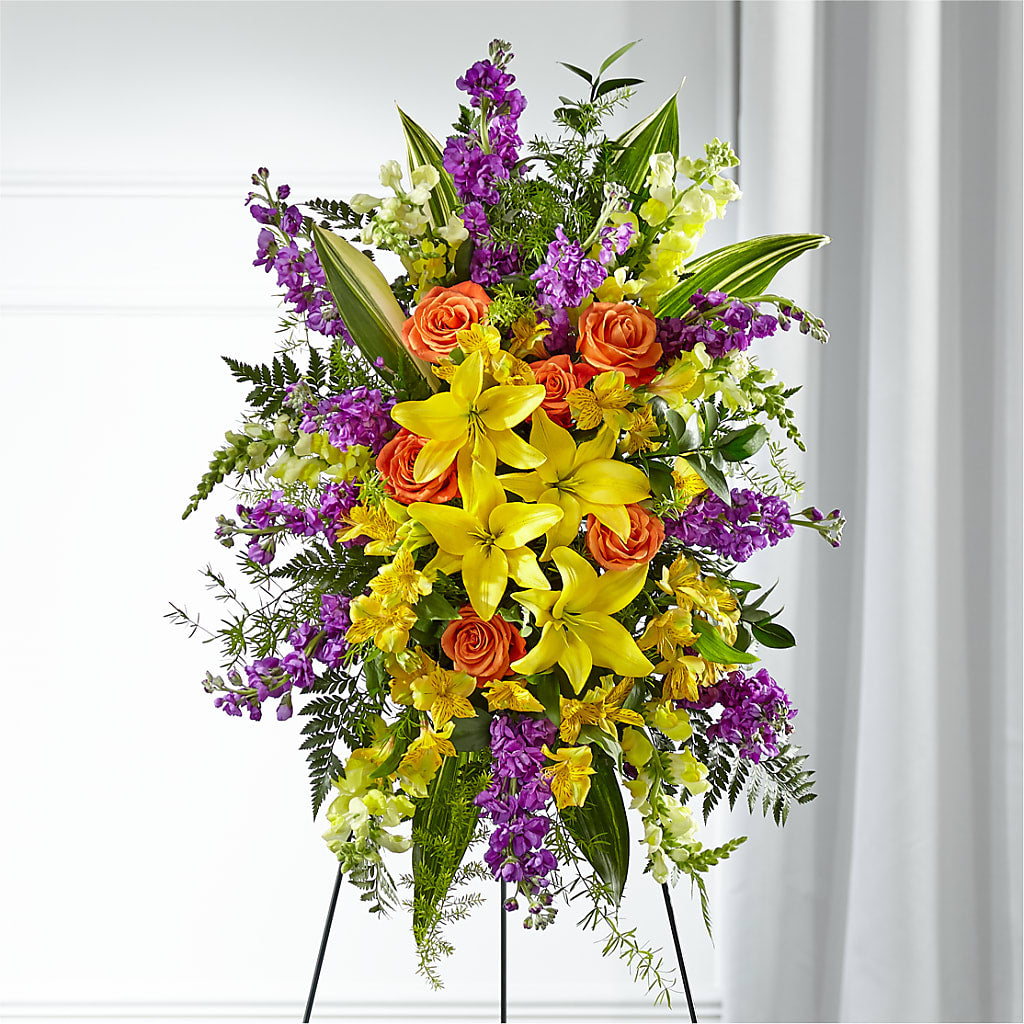 Thoughtful Prayers Standing Spray – Floral Art Designs, Arlington MA