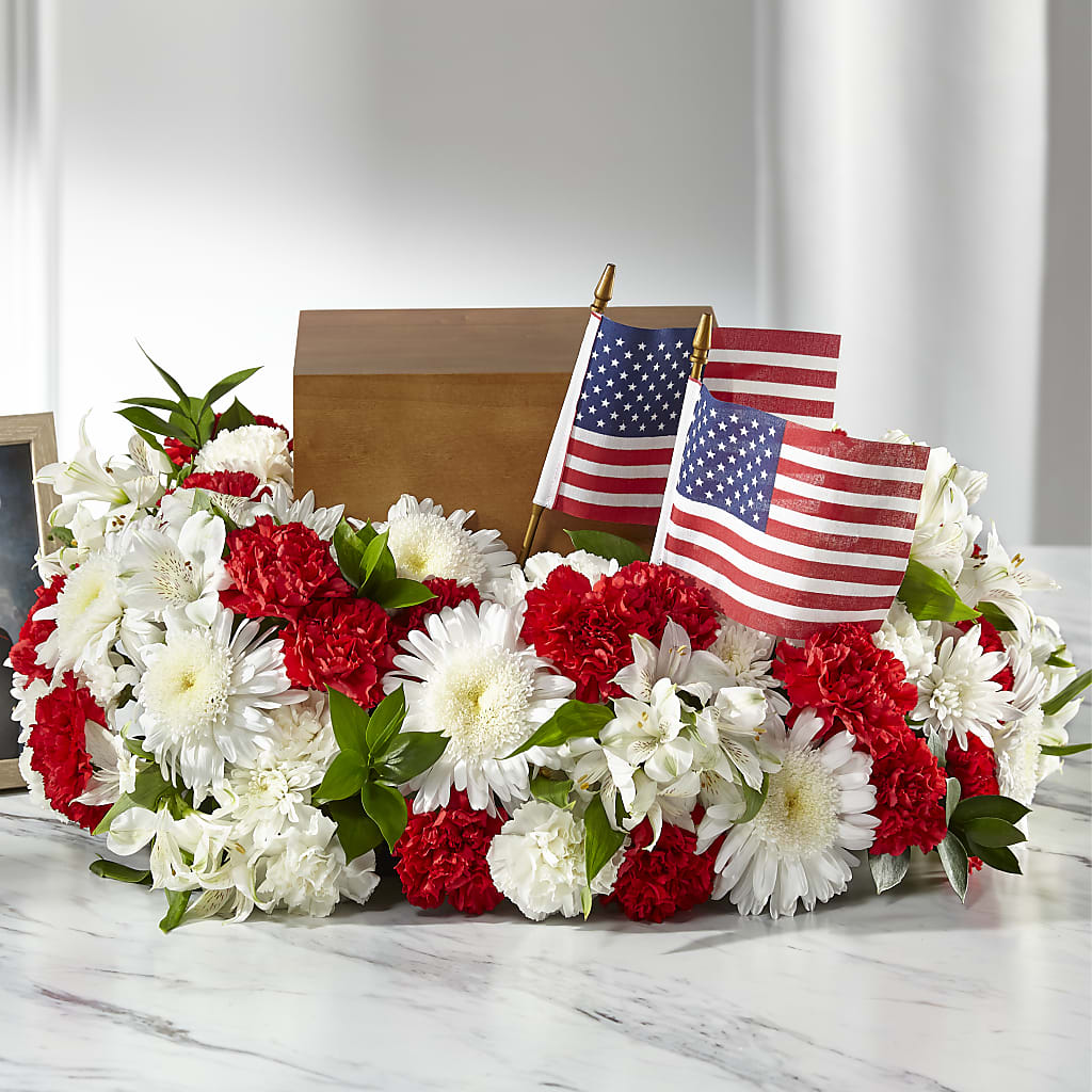 Spirit of Patriotism Cremation Adornment – Floral Art Designs, Arlington MA