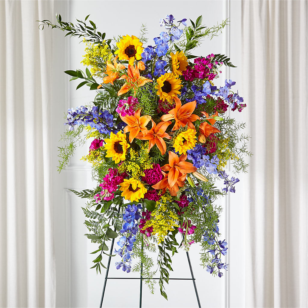 Sunlit Memories Standing Spray (Standard) – Floral Art Designs, Arlington MA