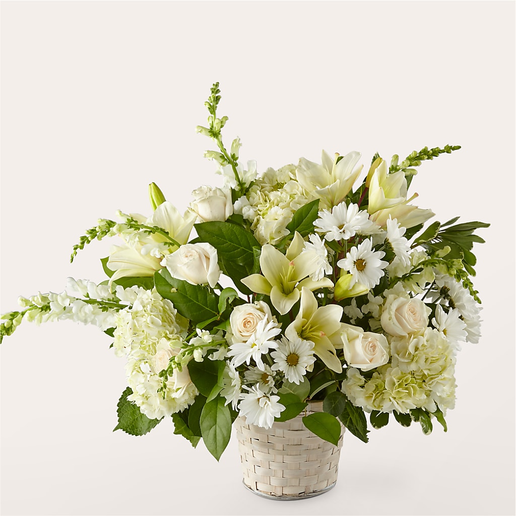 Ivory Elegance Floral Basket – Floral Art Designs, Arlington MA