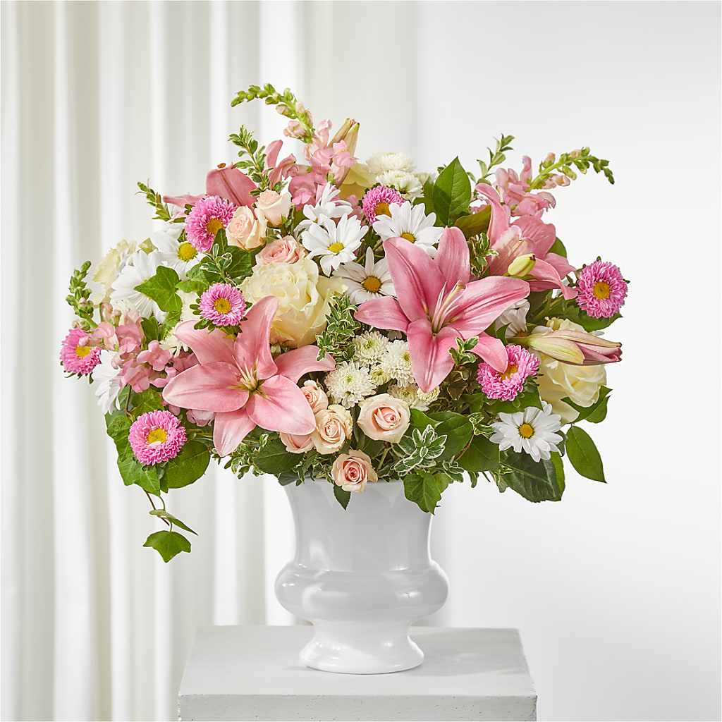 Empathetic Blooms Urn Arrangement – Floral Art Designs, Arlington MA