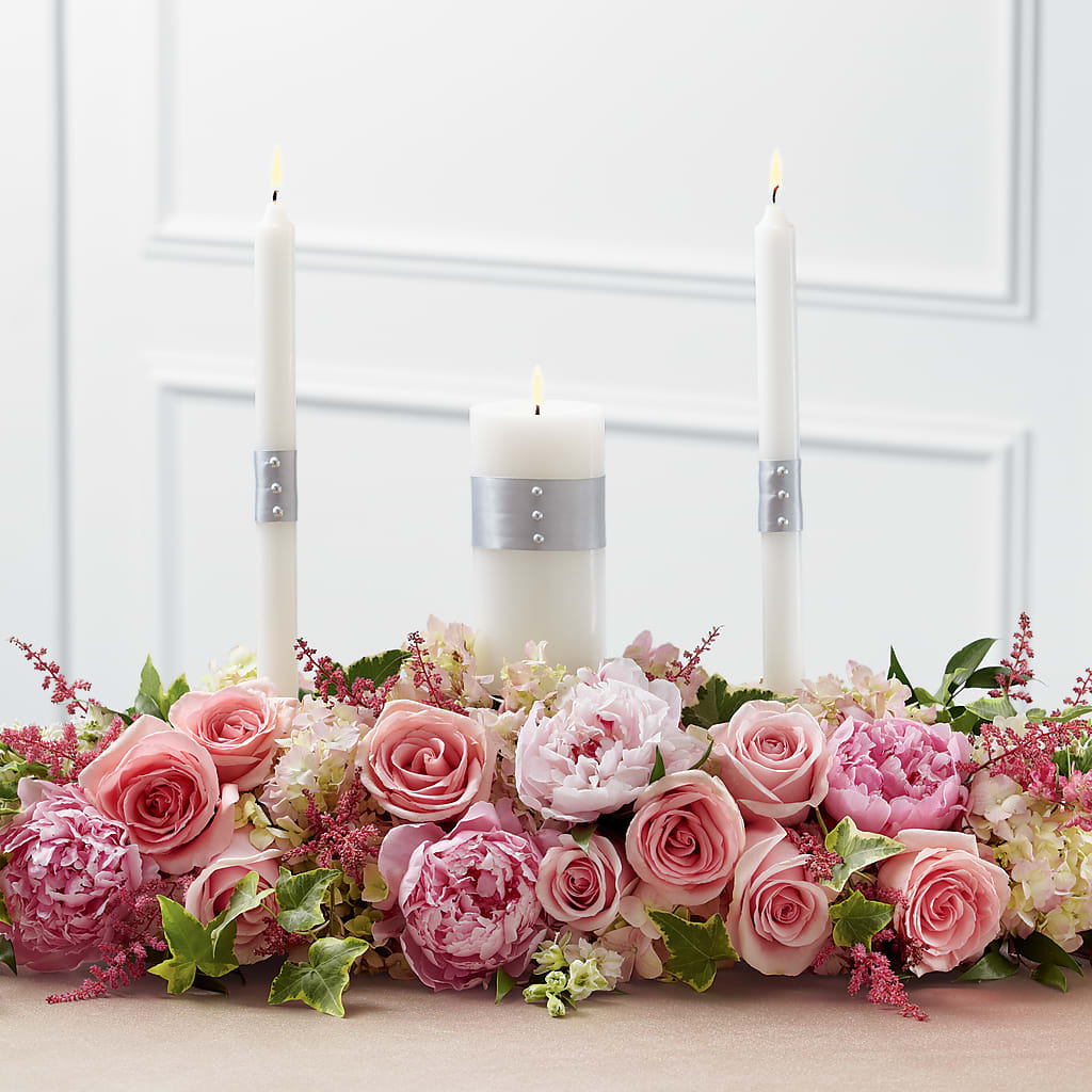 Worldwide Romance Unity Candle Arrangement – Floral Art Designs, Arlington MA