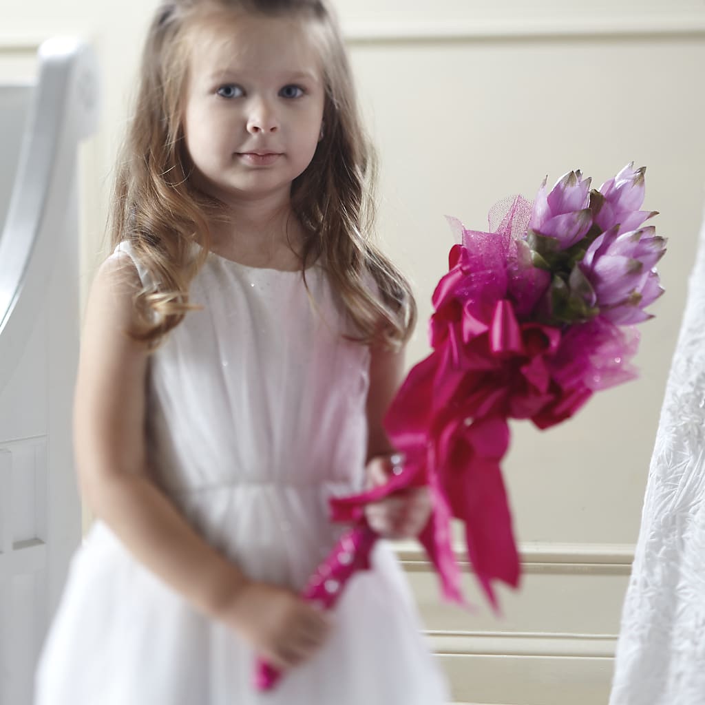 Sparkle Pink Flower Girl Bouquet – Floral Art Designs, Arlington MA