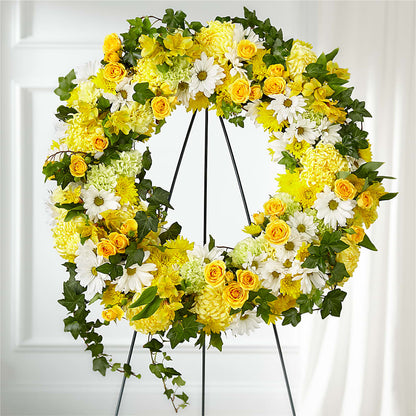 Golden Remembrance Wreath –  Floral Art Designs, Arlington MA