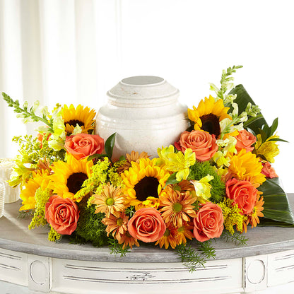Faithful Sunflower Cremation Adornment –  Floral Art Designs, Arlington MA