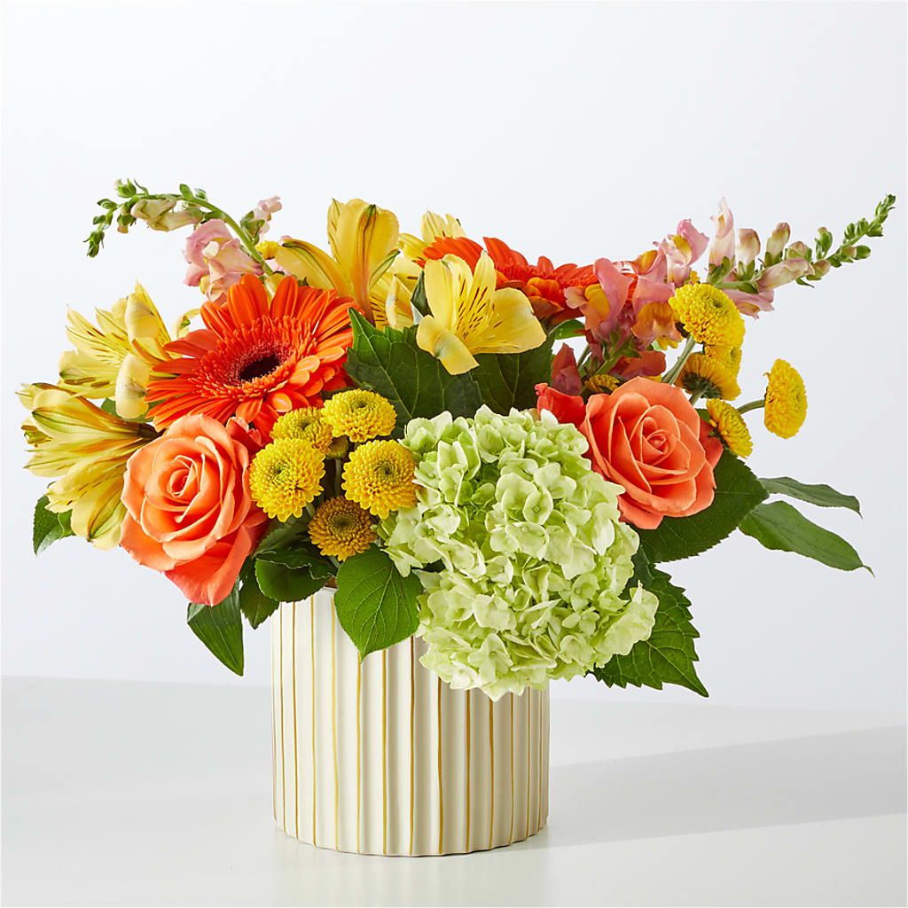 Autumn Sunshine Bouquet with Ivory Vase –  Floral Art Designs, Arlington MA
