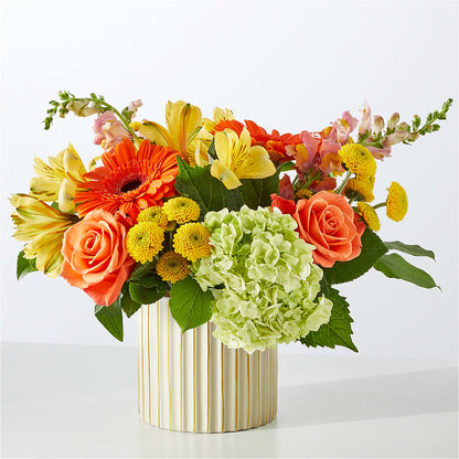 Autumn Sunshine Bouquet with Ivory Vase –  Floral Art Designs, Arlington MA