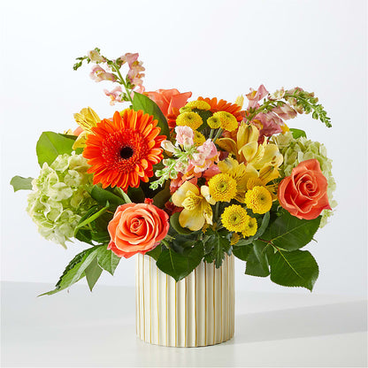 Autumn Sunshine Bouquet with Ivory Vase –  Floral Art Designs, Arlington MA