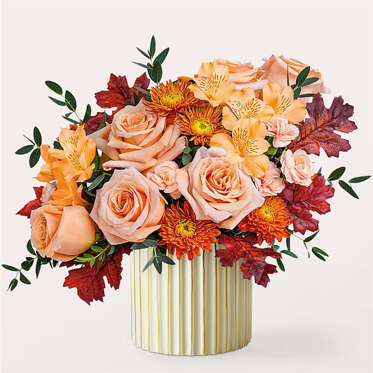 Spiced Latte Bouquet with Ivory Vase –  Floral Art Designs, Arlington MA